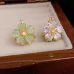 Double-Sided Flower Crystal Hoop Earrings