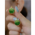 Double-Sided Green Round Earrings
