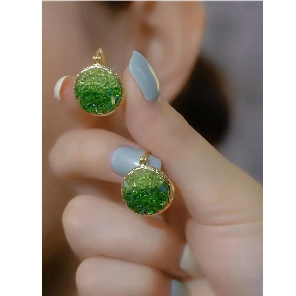 Double-Sided Green Round Earrings
