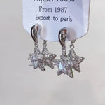 Double Star Crystal Double-Layer Star Stud Earrings