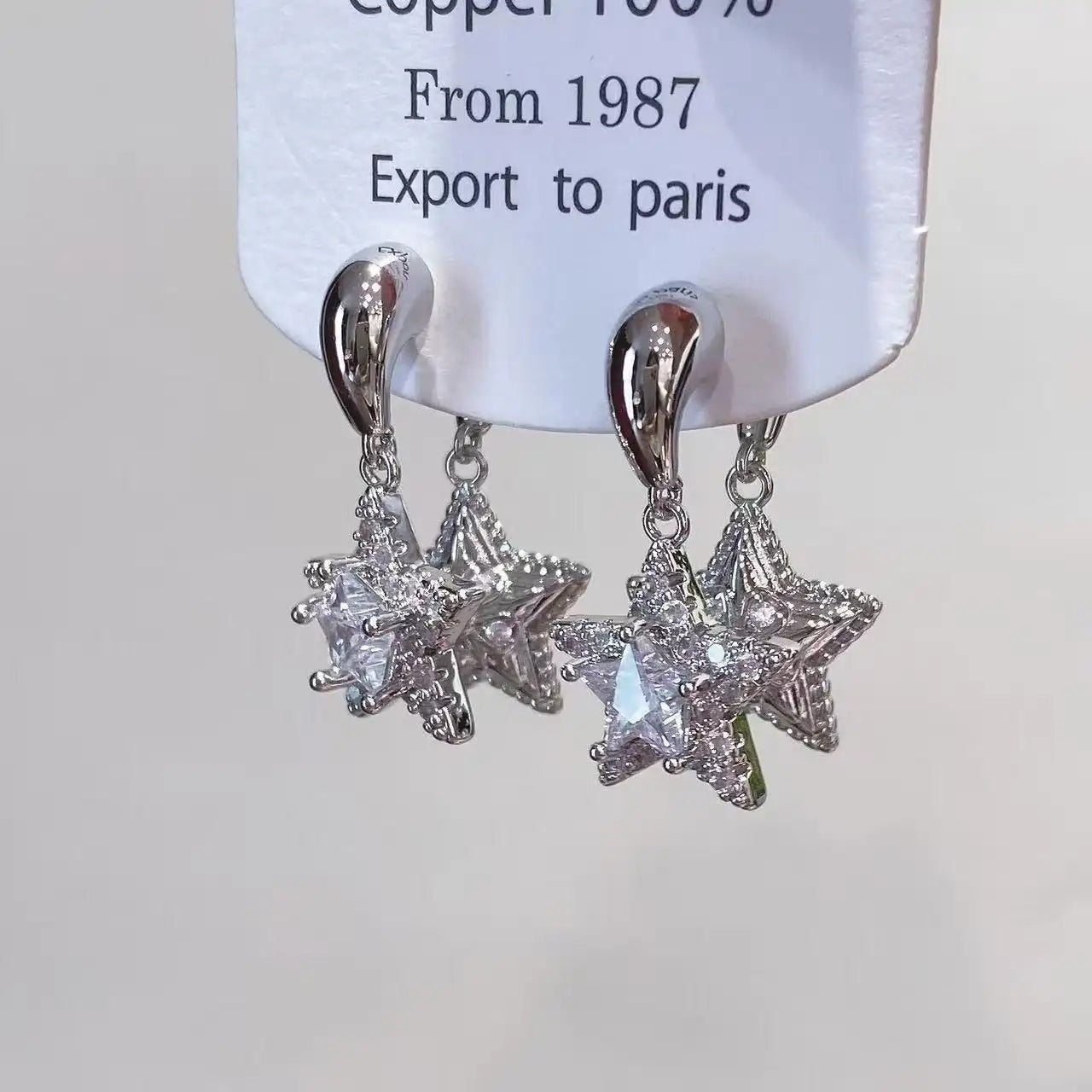 Double Star Crystal Double-Layer Star Stud Earrings