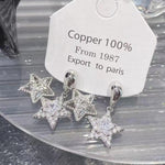 Double Star Crystal Double-Layer Star Stud Earrings