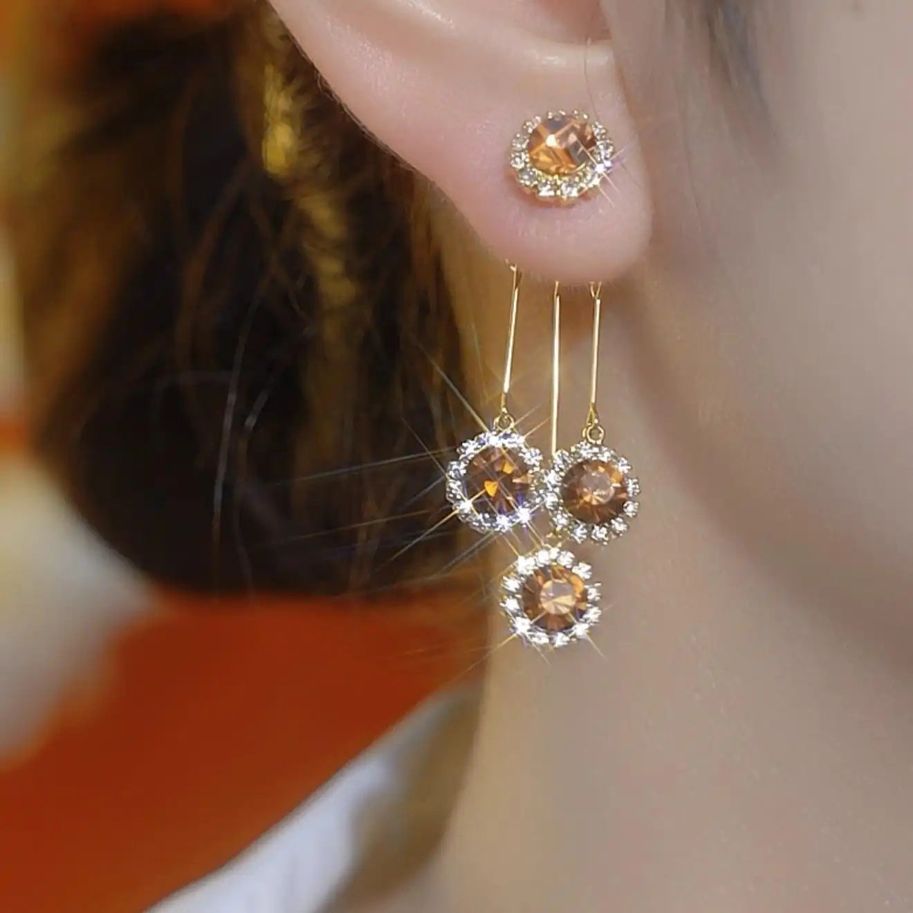 Double-Wear Tassel Crystal Long Drop Earrings