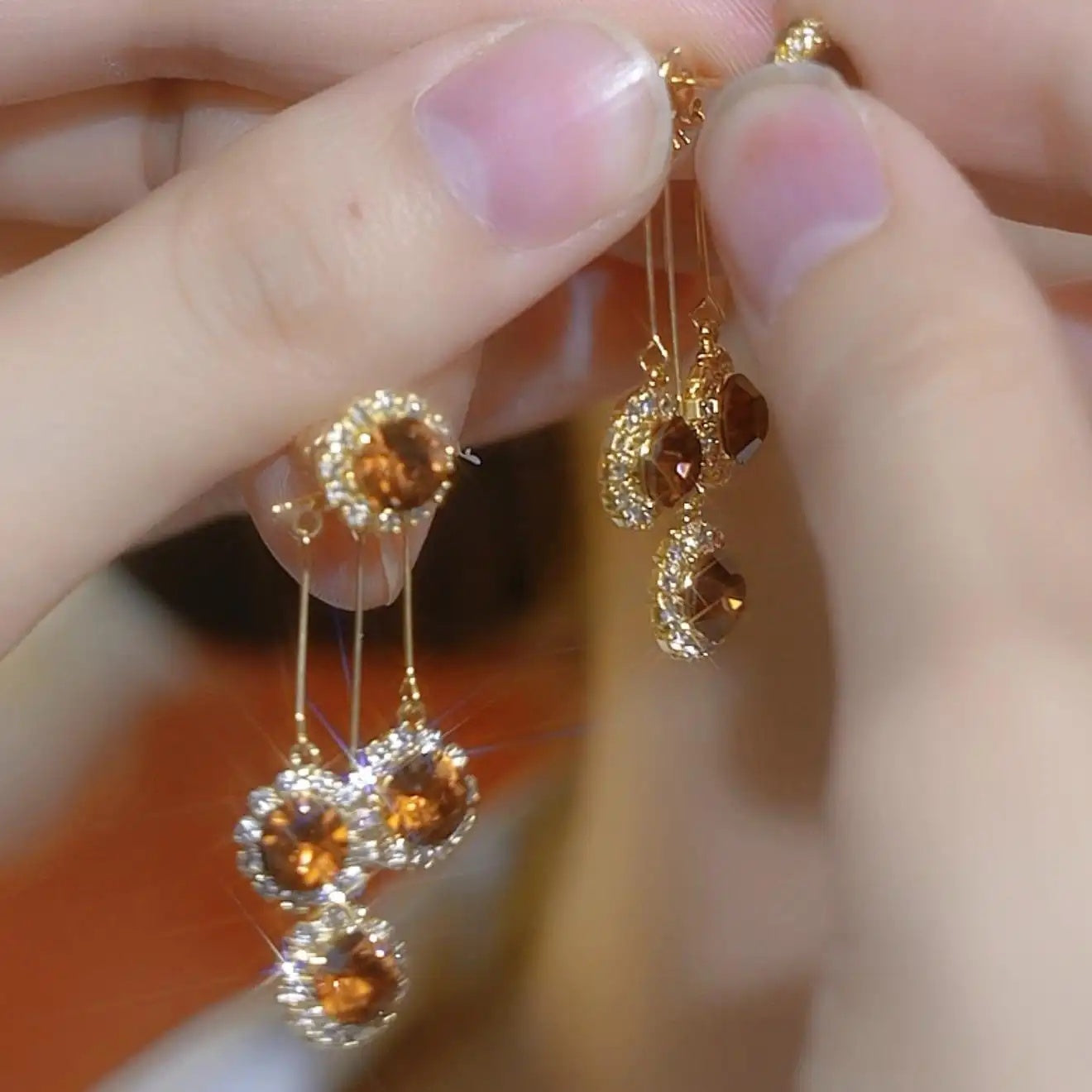 Double-Wear Tassel Crystal Long Drop Earrings