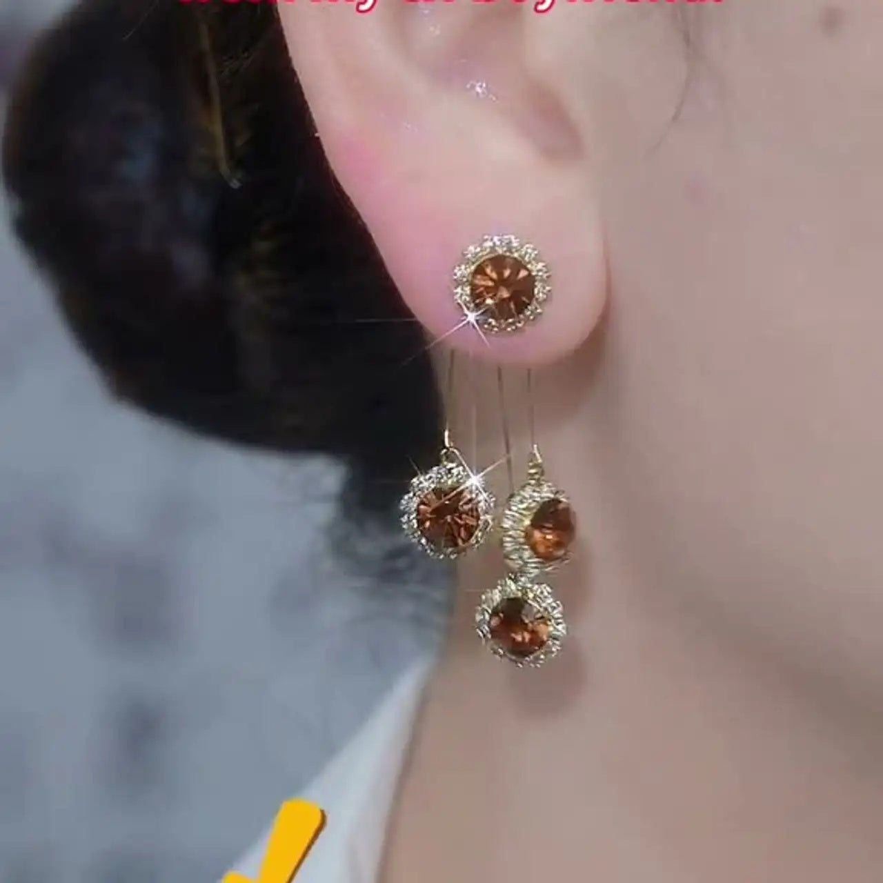 Double-Wear Tassel Crystal Long Drop Earrings