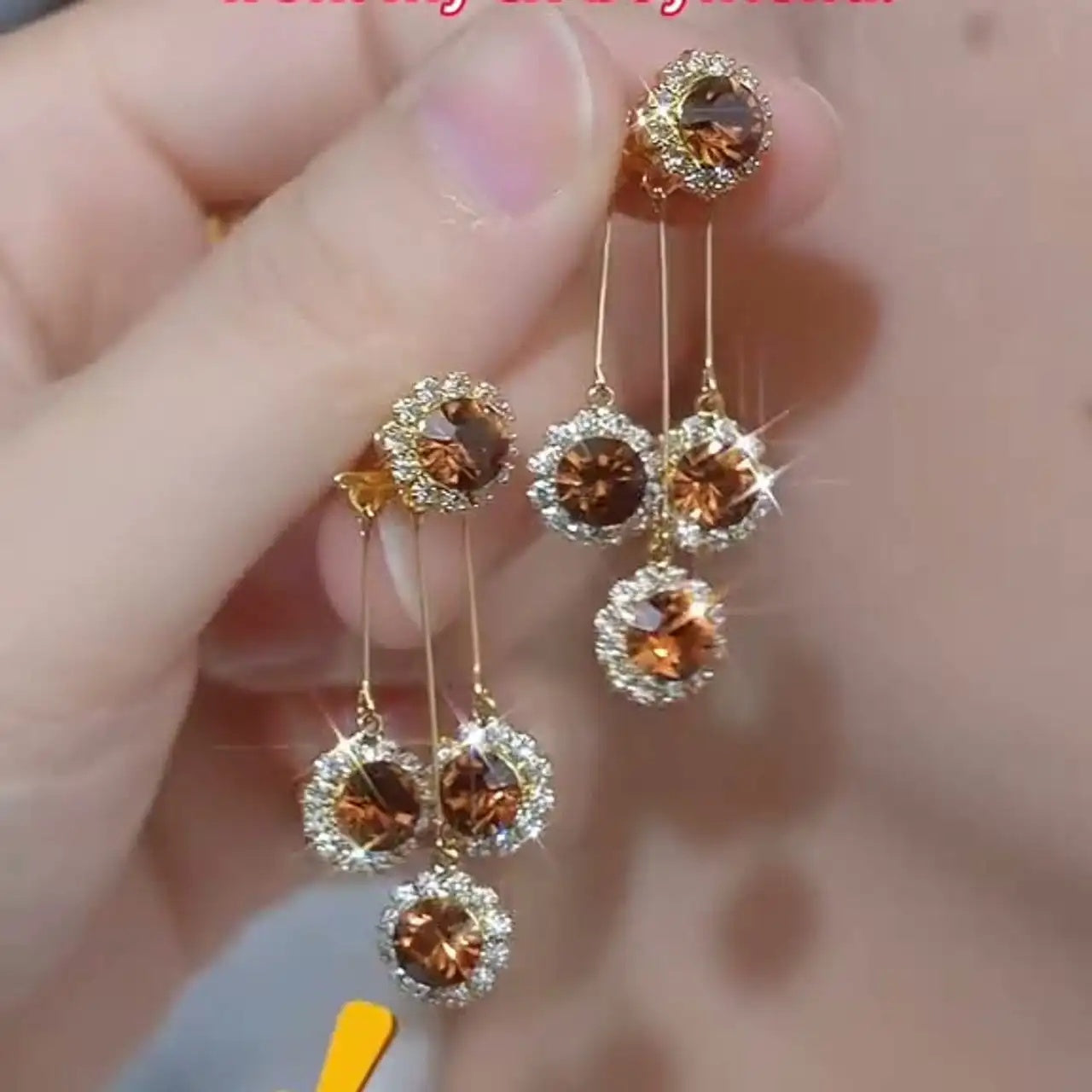 Double-Wear Tassel Crystal Long Drop Earrings