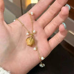Dried Flower Freshwater Pearl Tassel Necklace