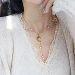 Dried Flower Freshwater Pearl Tassel Necklace