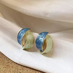 Dripping Oil Blue Stud Earrings