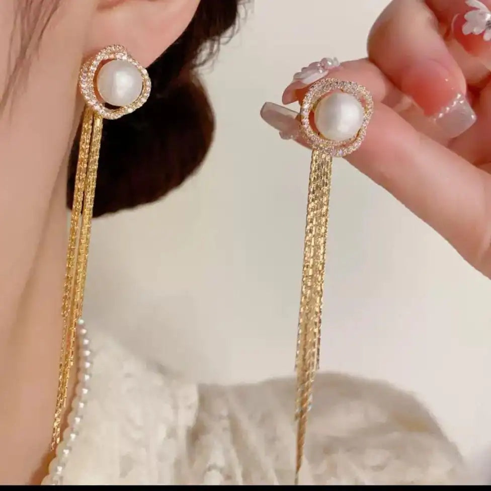Dual-Wear Pearl Tassel Drop Earrings