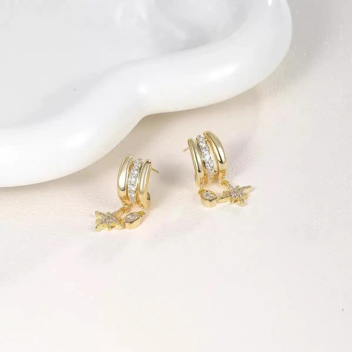 Eight-Point Star Crystal Stud Earrings