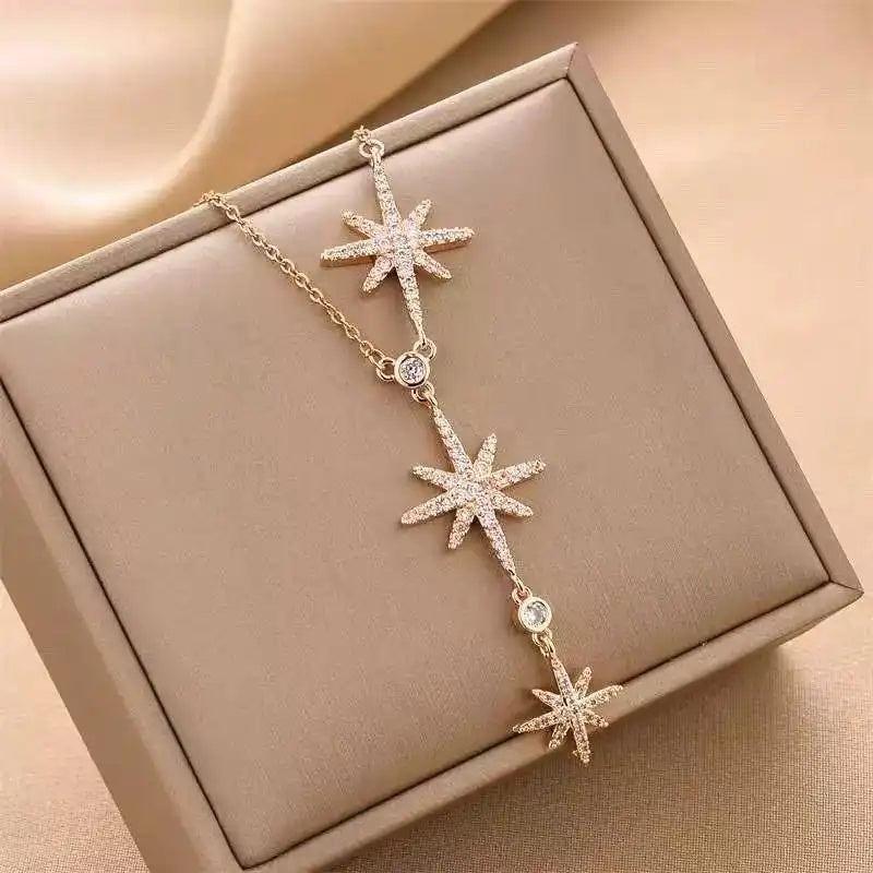Eight-Pointed Star Tassel Necklace