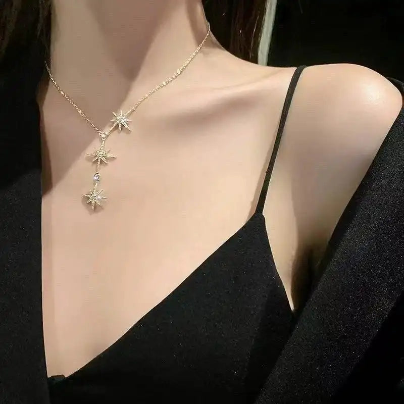 Eight-Pointed Star Tassel Necklace