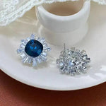 Electroplated Crystal Flower Commuter Earrings
