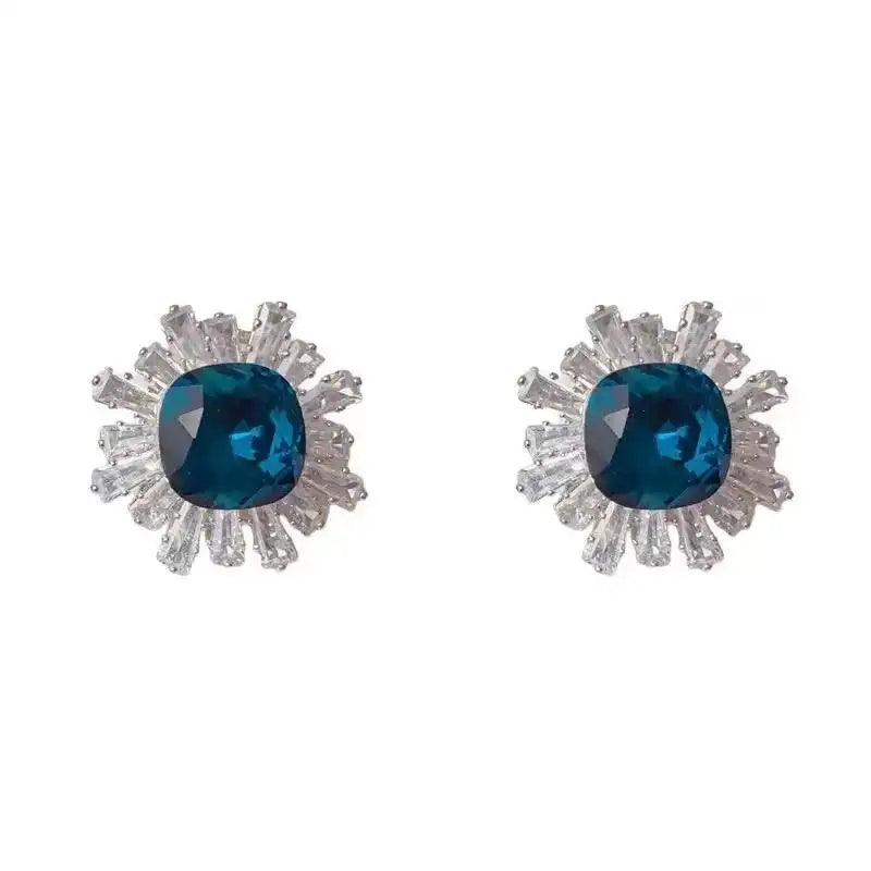 Electroplated Crystal Flower Commuter Earrings