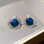 Electroplated Crystal Flower Commuter Earrings