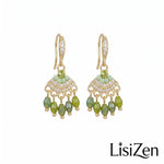 Emerald Green Crystal Tassel Drop Earrings