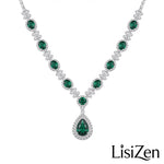 Emerald Green Crystal Teardrop Necklace