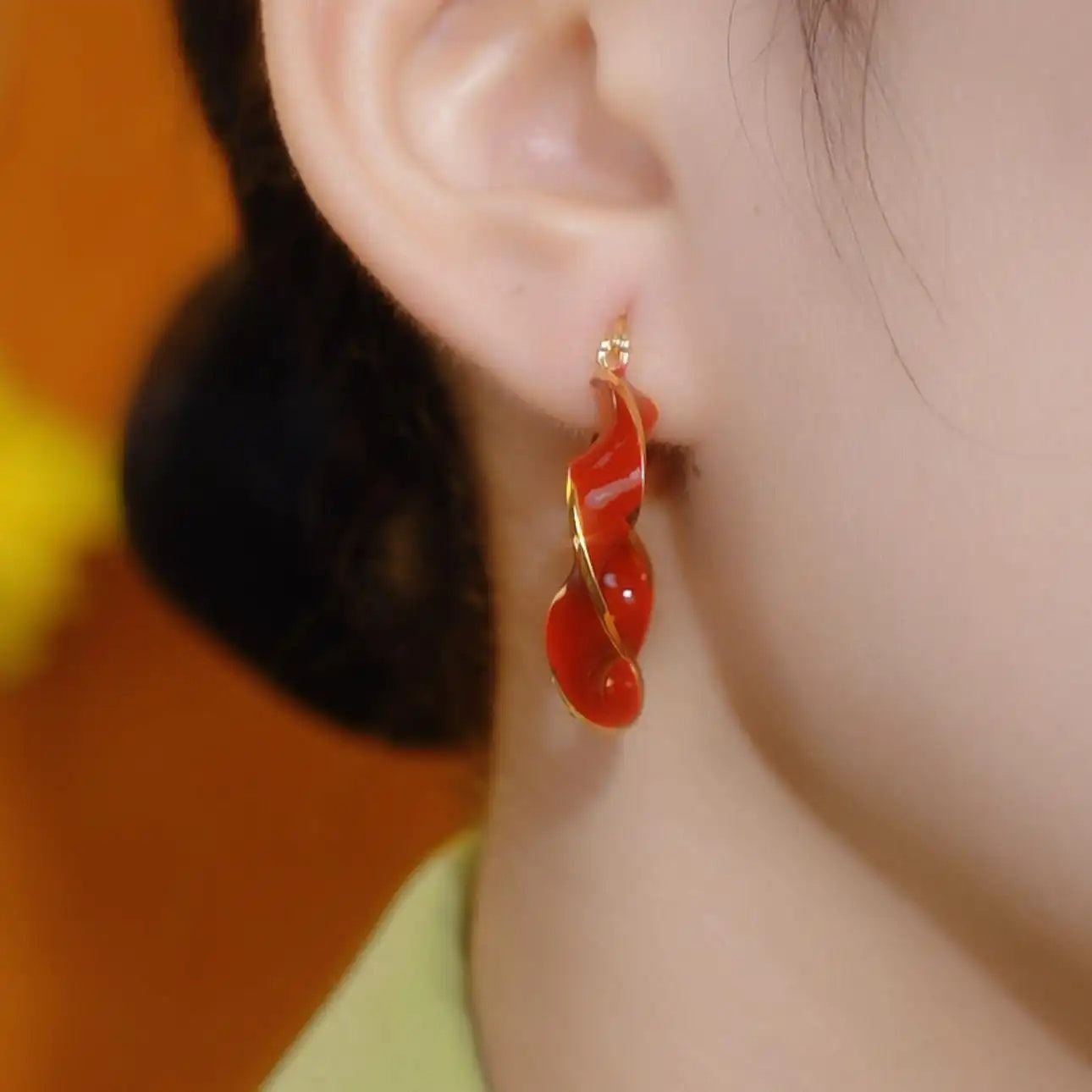 Enamel Braided Hoop Earrings