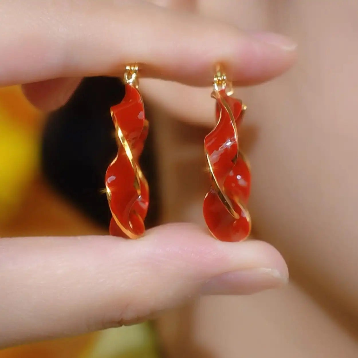 Enamel Braided Hoop Earrings
