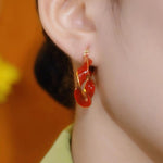 Enamel Braided Hoop Earrings