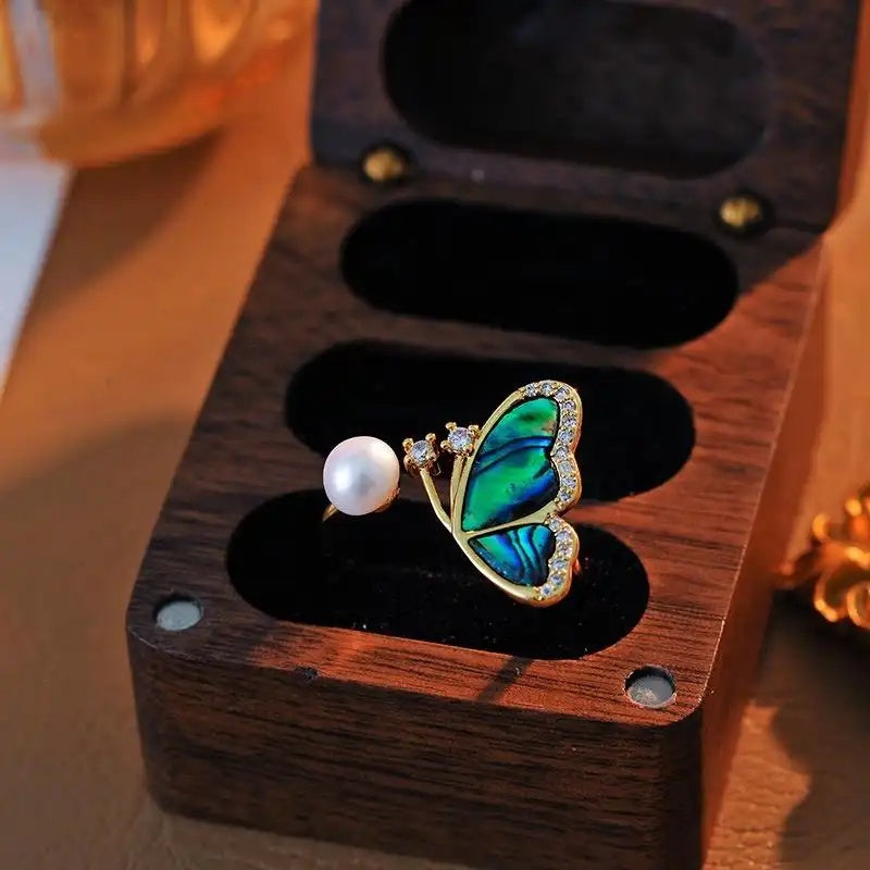 Enamel Colorful Forest Butterfly Minimalist Ring