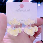 Enamel Dripping Petal Yellow Mori Earrings