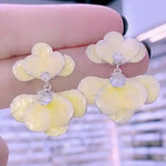 Enamel Dripping Petal Yellow Mori Earrings