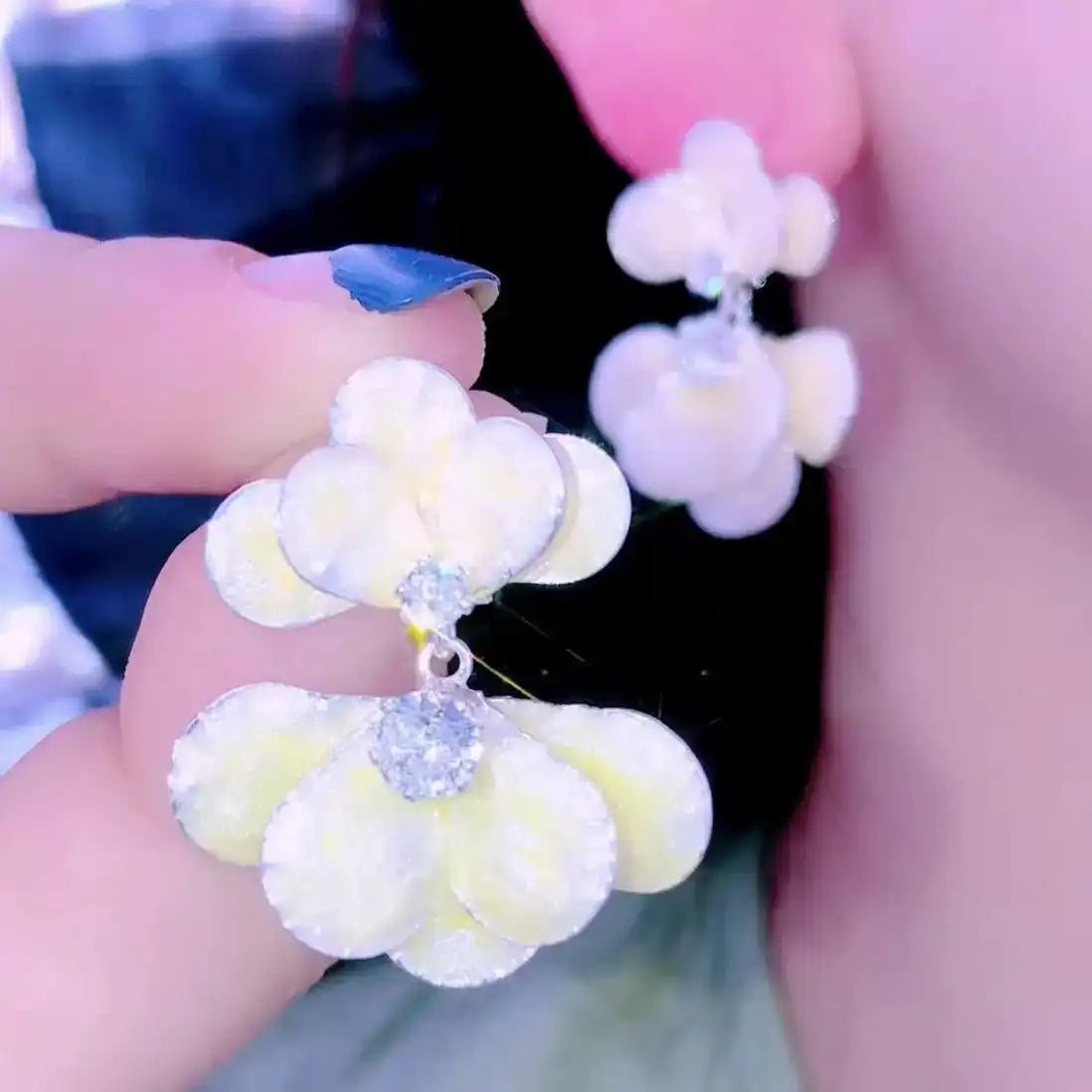 Enamel Dripping Petal Yellow Mori Earrings