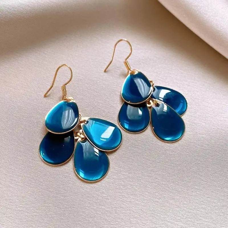 Enamel Droplet Tassel Drop Earrings