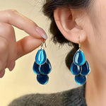 Enamel Droplet Tassel Drop Earrings