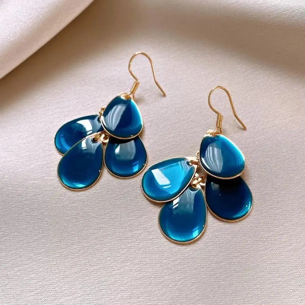 Enamel Droplet Tassel Drop Earrings