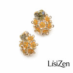 Enamel Heart Flower Stud Earrings