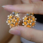 Enamel Heart Flower Stud Earrings
