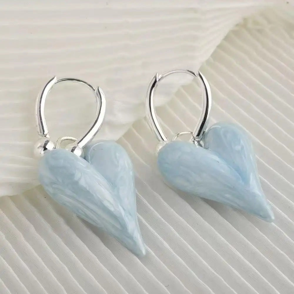 Enamel Heart Hoop Earrings