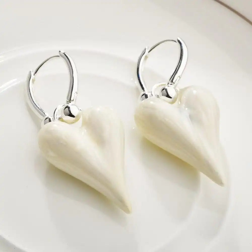 Enamel Heart Hoop Earrings