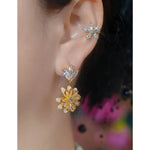 Enamel Oil- Daisy Drop Earrings