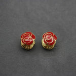 Enamel Rose Double-Sided Earrings