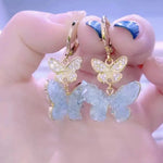 Ethereal Light Blue Crystal Butterfly Earrings
