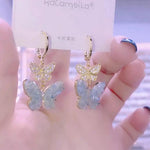 Ethereal Light Blue Crystal Butterfly Earrings