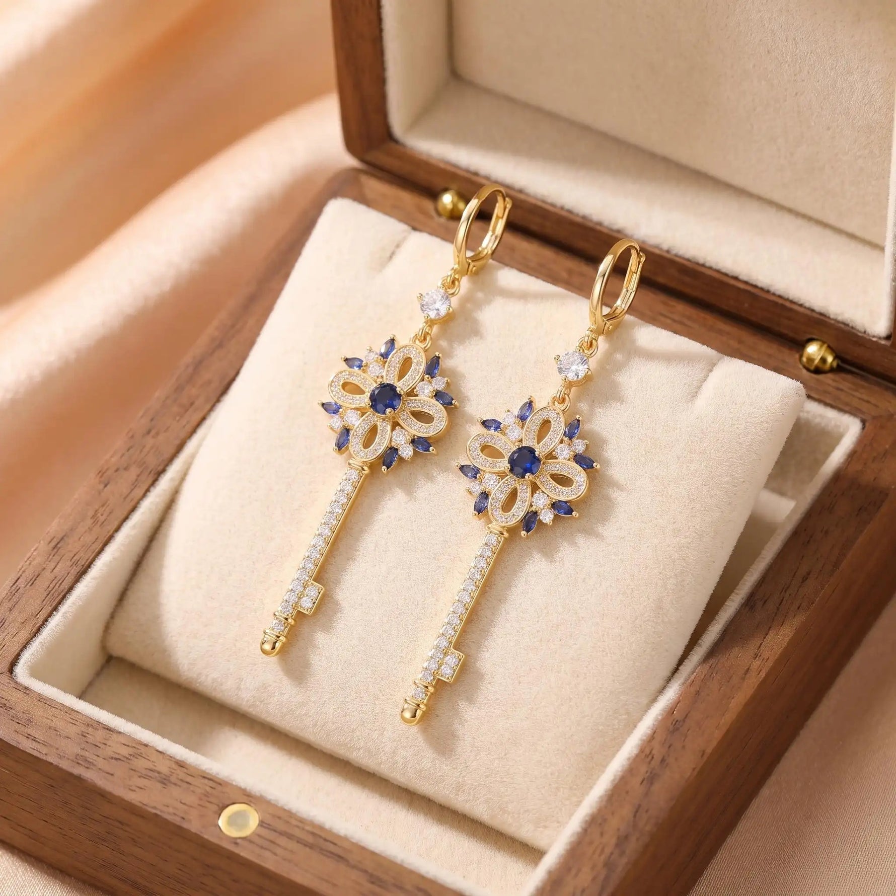 Euro-American Key Crystal Pendant Necklace