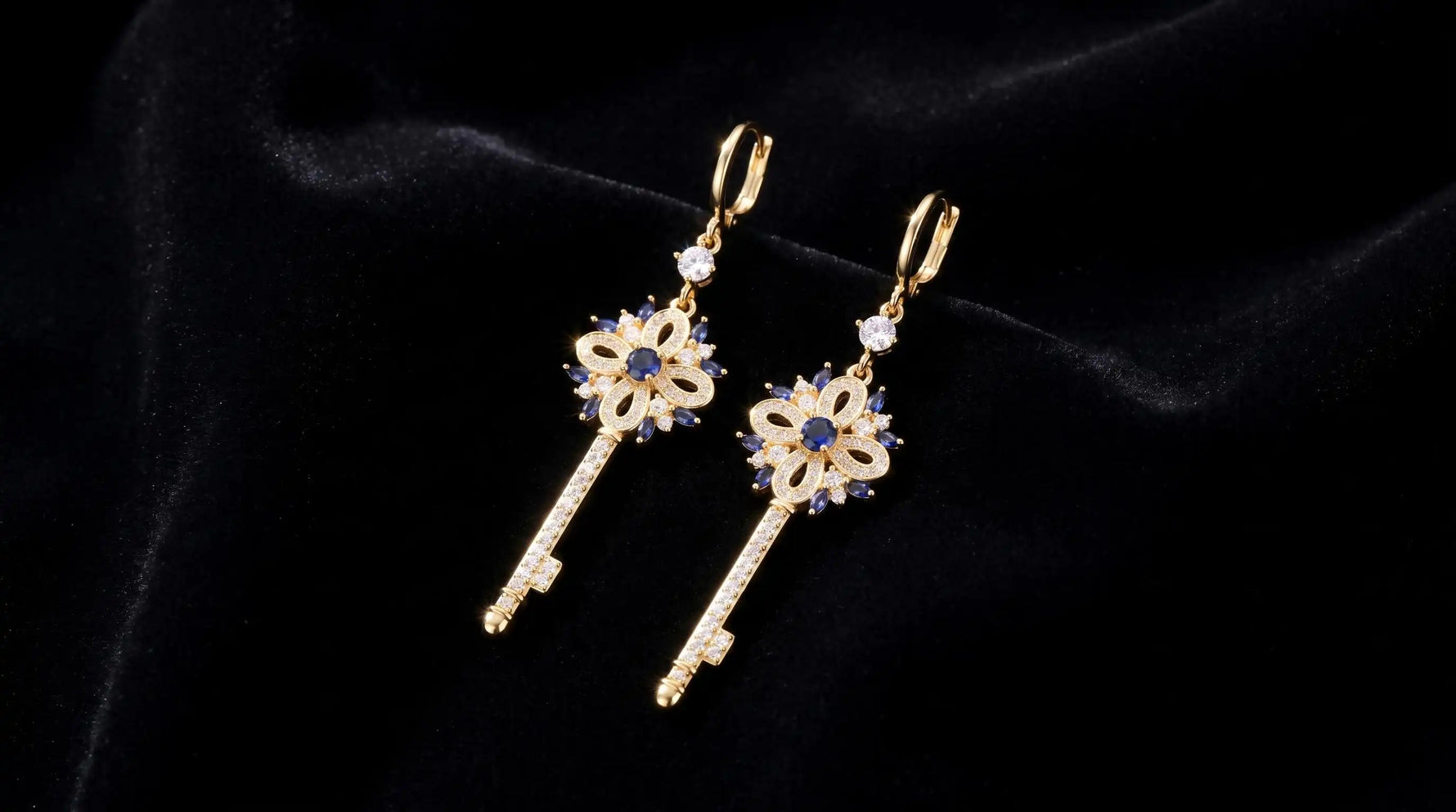 Euro-American Key Crystal Pendant Necklace