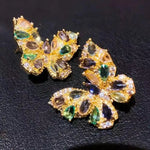 Europe and America Crystal Flower Earrings