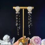 European and American Black Crystal Drop Earrings