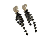 European and American Black Crystal Drop Earrings