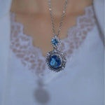 European Blue Gemstone Pendant Necklace