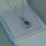 European Blue Gemstone Pendant Necklace