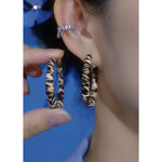 European- Bold Wrapped Leopard Print Hoop Earrings
