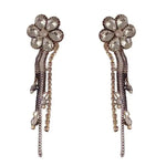 European Drill Petal Two-Wear Tassel Drop Earrings