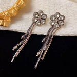 European Drill Petal Two-Wear Tassel Drop Earrings